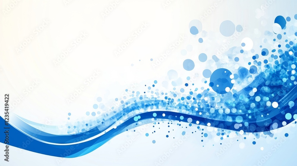 Poster abstract blue wave background with sparkling circles design