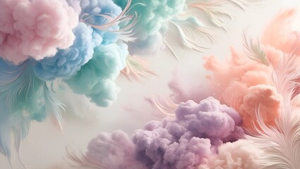 Obraz premium Dreamy Pastel Abstract Background with Soft Clouds and Feathery Details - Gentle and Elegant Design