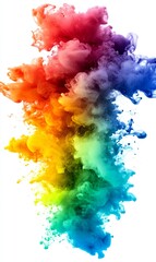 Fototapeta premium Colorful smoke explosion on white background for abstract designs