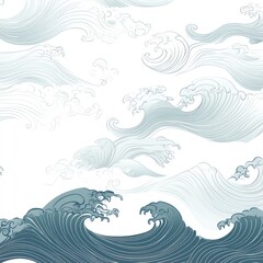 Fototapeta premium Elegant Stylized Waves Ocean Water Design Pattern