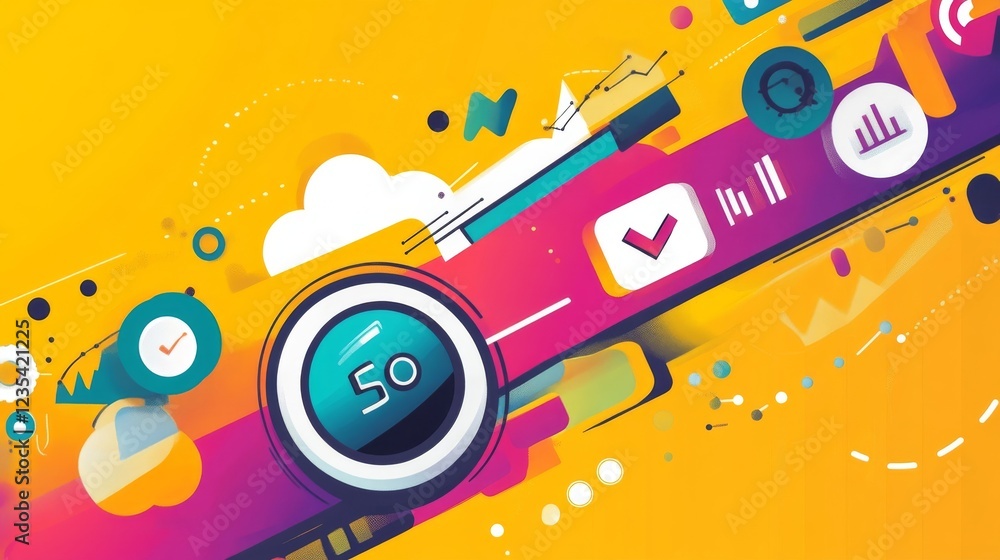 Poster abstract colorful composition with data visualization elements