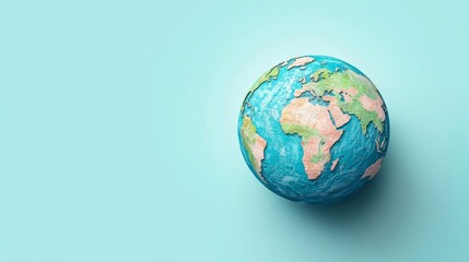 Fototapeta premium A Textured Globe on a Light Blue Background: A 3D Render