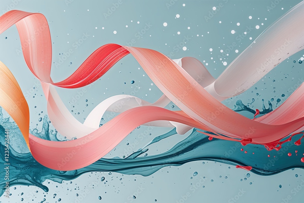 Poster harmonious flow of brushstroke ribbons in a serene abstract splash environment