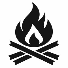 Simple Line Art Illustration of a Campfire
