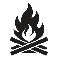 Simple Line Art Illustration of a Campfire