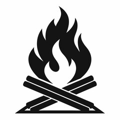 Simple Line Art Illustration of a Campfire
