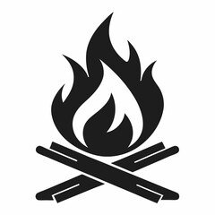 Simple Line Art Illustration of a Campfire
