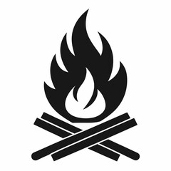 Simple Line Art Illustration of a Campfire
