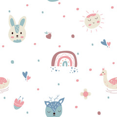 Seamless pattern of cute animals illustration