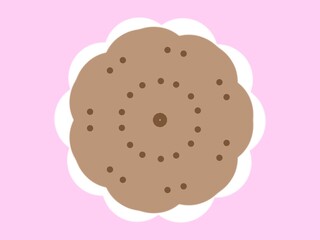 一枚のビスケット　手描きのかわいいイラスト