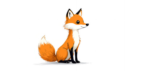 Obraz premium Adorable Red Fox Illustration Cute Cartoon Animal Design