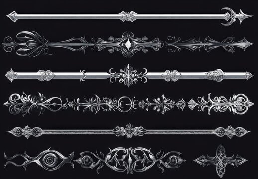 A row of silver and black decorative lines