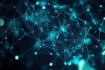 Obraz premium Abstract Blue Background With Digital Connections and Light Points