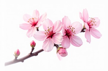 Naklejka premium Delicate pink flowers on a branch, symbolizing renewal and hope