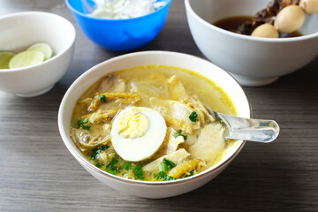 Soto Ayam Lamongan, traditional chicken soup from Indonesia

