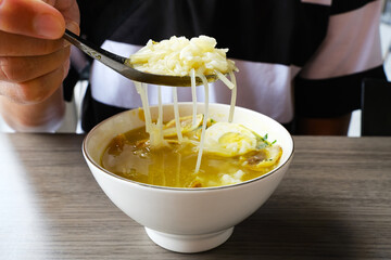 Soto Ayam Lamongan, traditional chicken soup from Indonesia

