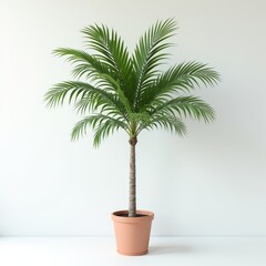 Obraz premium A tropical plant with long, thin leaves and a slender trunk