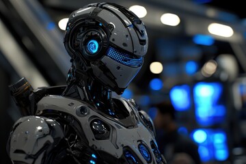 Fototapeta premium Futuristic Robot with Illuminated Features and High-Tech Design