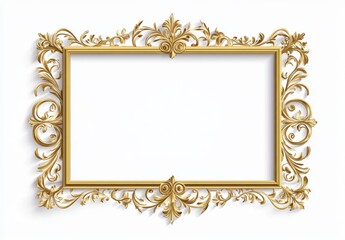 A gold framed picture with a white background