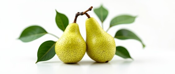 A pear is a fruit with a smooth, green skin and a juicy, sweet interior