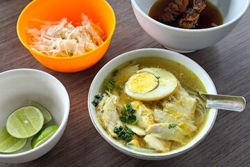 Soto Ayam Lamongan, traditional chicken soup from Indonesia
