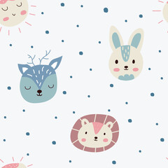 Seamless pattern of cute animals illustration