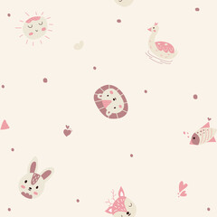 Seamless pattern of cute animals illustration