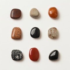 Colorful Collection of Smooth Polished Stones Display