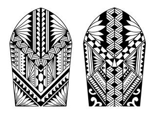 Wrap around arm polynesian tattoo set design. Pattern aboriginal samoan. illustration EPS10