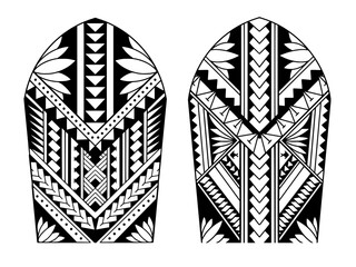 Wrap around arm polynesian tattoo set design. Pattern aboriginal samoan. illustration EPS10