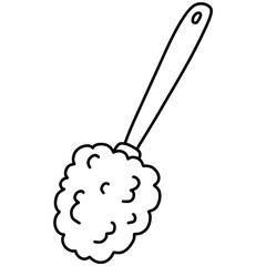 Hand drawn toilet brush cartoon illustration outline 