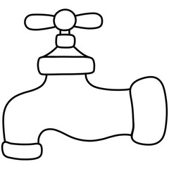 Hand drawn tap cartoon illustration outline 