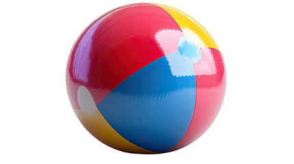 Beach Ball Fun: A vibrant, colorful beach ball, perfect for summer fun and beach activities. The glossy surface and bright colors evoke a sense of playful energy.