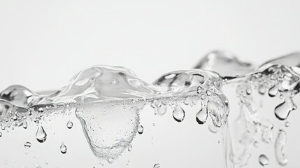 Close-up of water droplets and bubbles creating a captivating, abstract image. Pure and refreshing.
