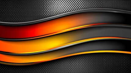Abstract orange and black waves on grid background; website banner