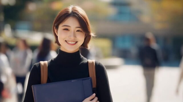 微笑む日本人の女子大学生