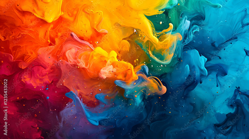 Poster vibrant abstract swirls of color blending together in a dynamic composition