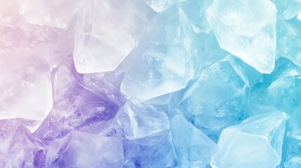 Obraz premium A pile of ice cubes in pastel blue and purple hues