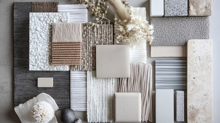 Neutral Textured Material Swatches and Samples for Interior Design Inspiration