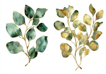 Two leaves with gold accents