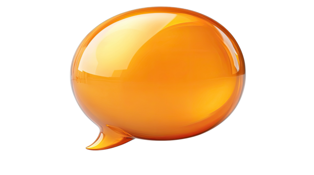Orange 3D Speech Bubble: A 3D illustration of a glossy orange speech bubble, symbolizing communication, conversation, and expression, ready for your creative ideas and message.  
