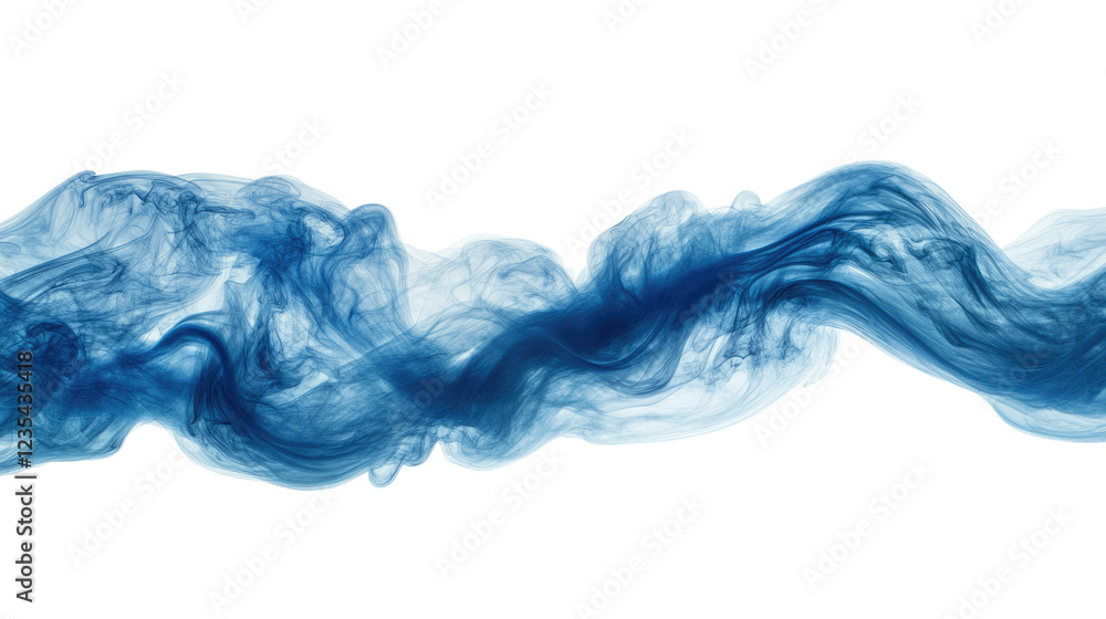 Aufkleber abstract blue smoke wave: a mesmerizing wave of translucent blue smoke flows gracefully across the f