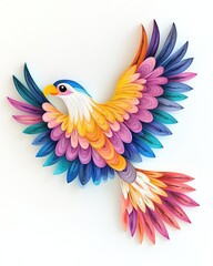 Fototapeta premium crafted colorful paper quilling techniques textured layers Colorful paper bird art with vibrant feathers.