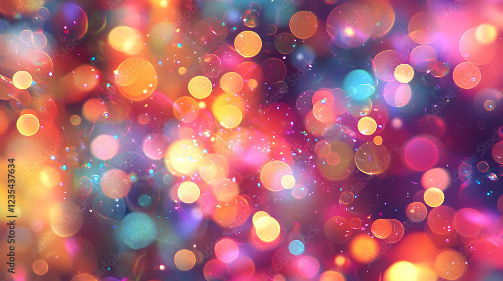 Poster colorful bokeh lights creating a vibrant abstract background for festive themes