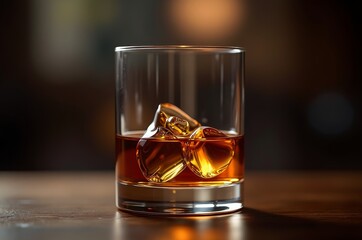 A glass of whiskey on the rocks