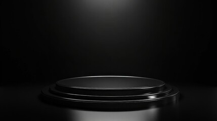 Black circular platform display stage setting
