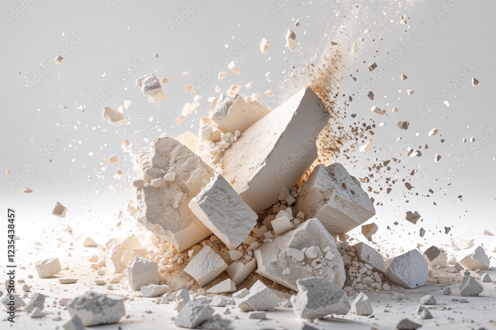 Aufkleber chalk crumbles and dust create intriguing patterns on bright white background