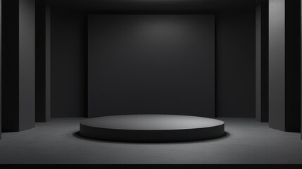 Dark Room Minimalist Circular Platform Display