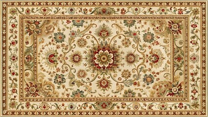 Beige Floral Rug Pattern