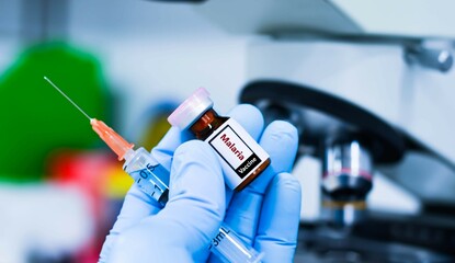 Vaccine bottles and syringes for injection preventing malaria. © kitsawet